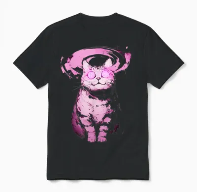 Trippy Katze | Pastel Goth Gothic Grunge Alt Punk Weirdcore Unisex T-Shirt - Black
