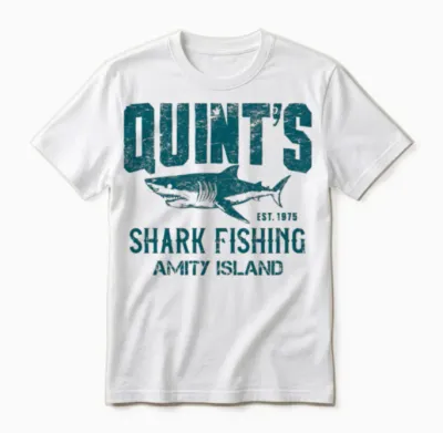 Quint's Shark Fishing T-Shirt - Amity Island Jaws Unisex T-Shirt - White