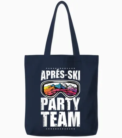 Apres Ski Party Team | Fun Ski Quote T-Shirt, Black, S Tote Bags - Navy