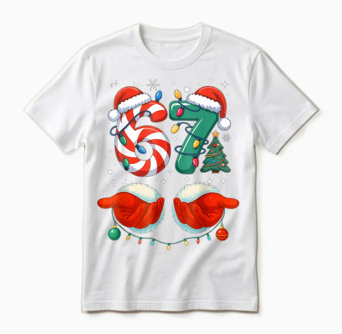 Six Seven 6 7 67 Christmas Funny Unisex T-Shirt in White