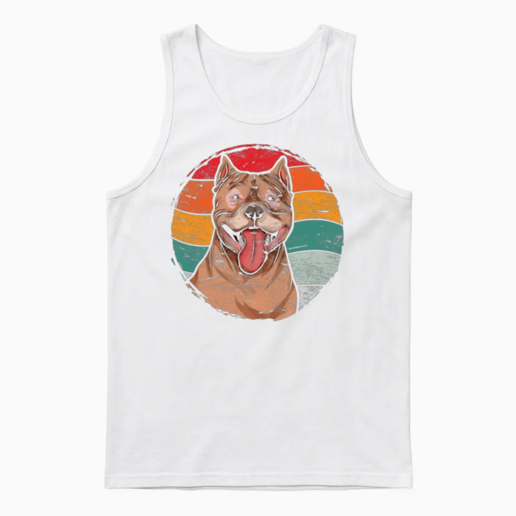 Retro Pit Bull Unisex Tank Top in White