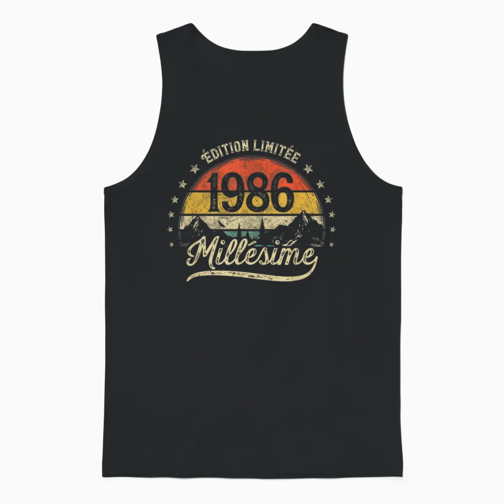 Vintage 1986 Vintage Gift Man 40 Years Birthday Unisex Tank Top in Black