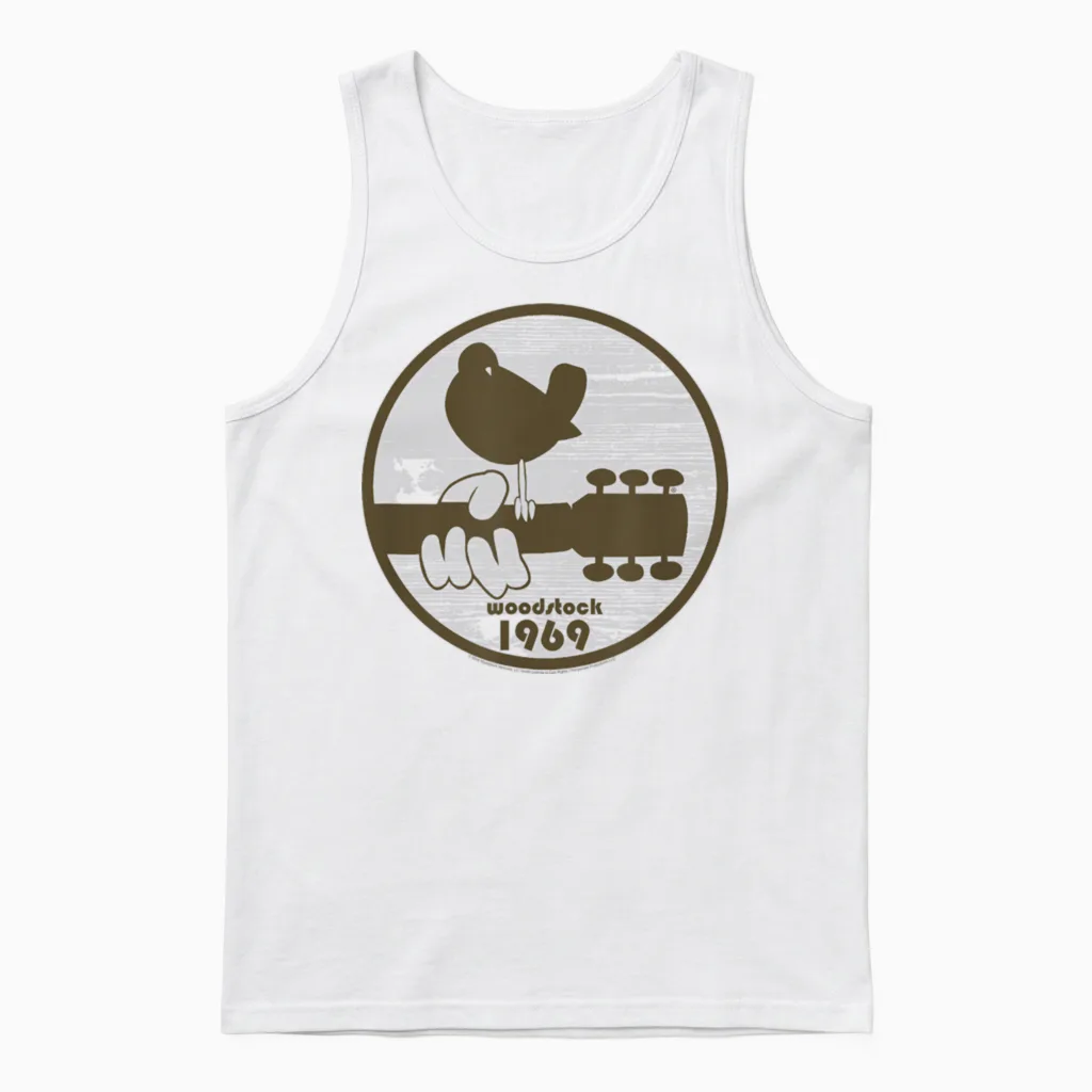 Woodstock - Bird Logo 1969 T-Shirt, White Unisex Tank Top in White