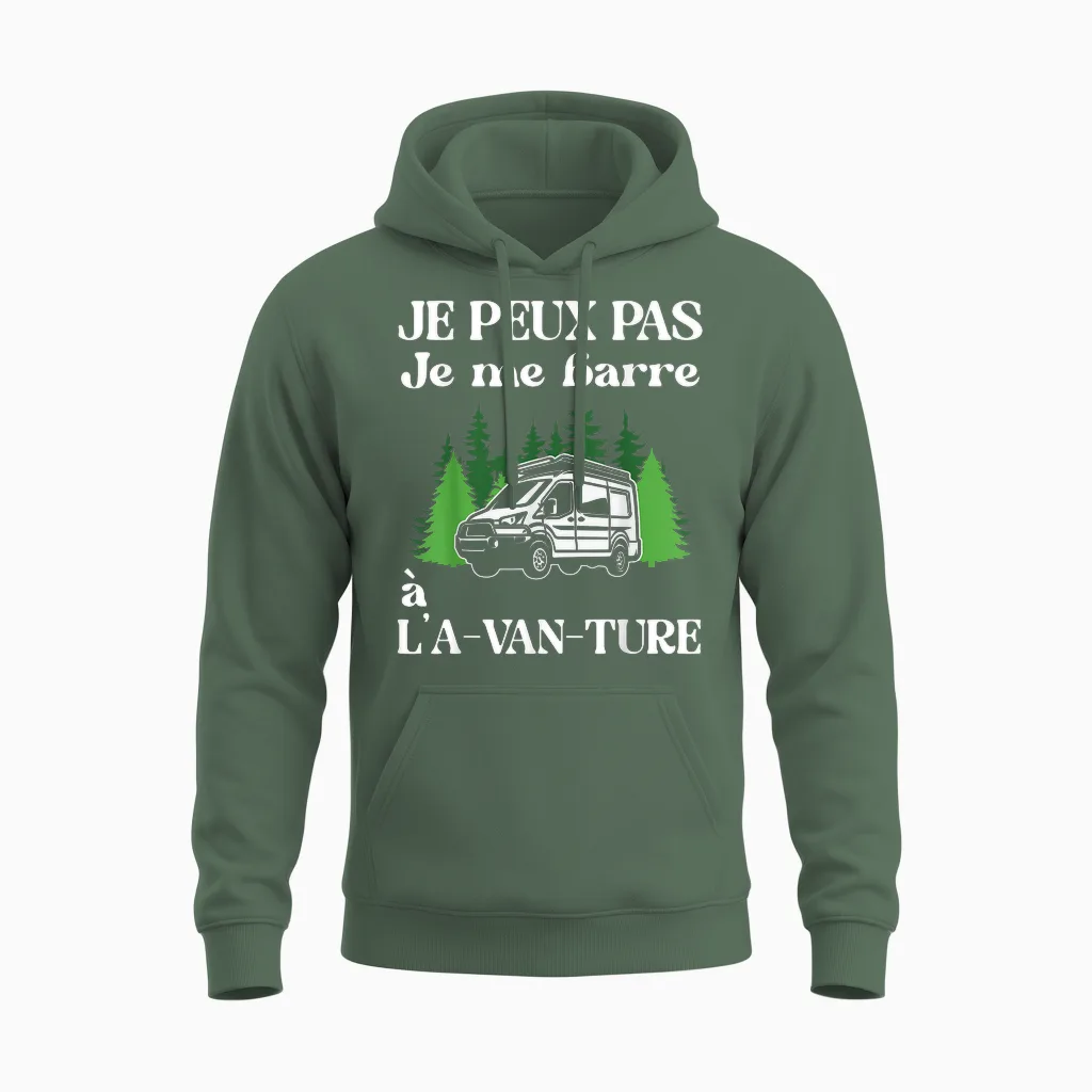 I Can Not I Bar to the A-Van-Ture Gift Van Fitted T-Shirt, Black Unisex Hoodie in Military Green