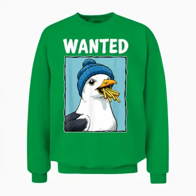 Wanted Fries Seagull Unisex Sweatshirt - Irish Green