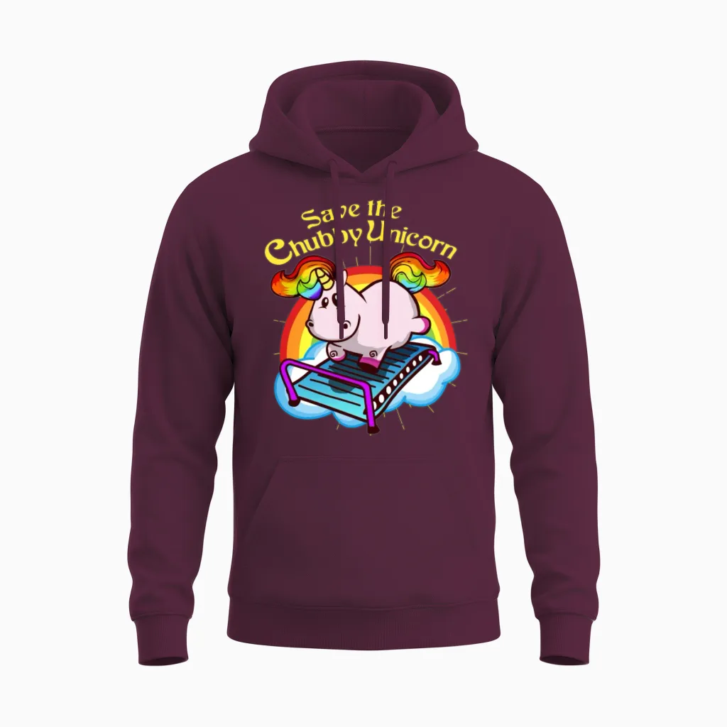 Unicorn Fitness Diet Fat Rainbow Yoga Gift Unisex Hoodie in Maroon