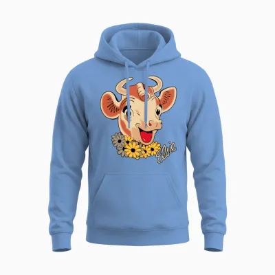 Elsie Cow Unisex Hoodie - Carolina Blue