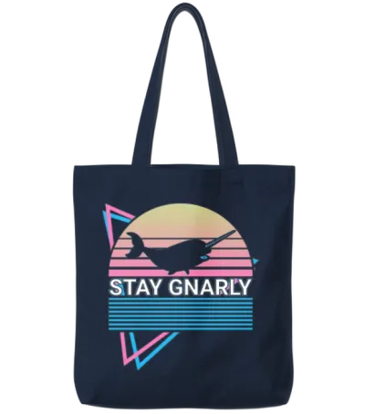 Narwhal Retro Tote Bags - Navy