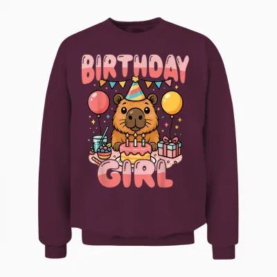 Birthday Girl Capybara Cute Animal Party Unisex Sweatshirt - Maroon