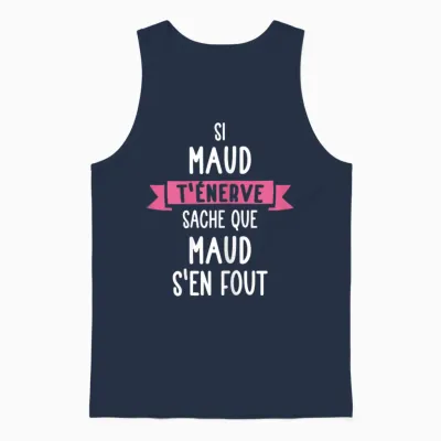 Gift Woman Humour Name Personalised Maud T-Shirt, Black Unisex Tank Top - Navy