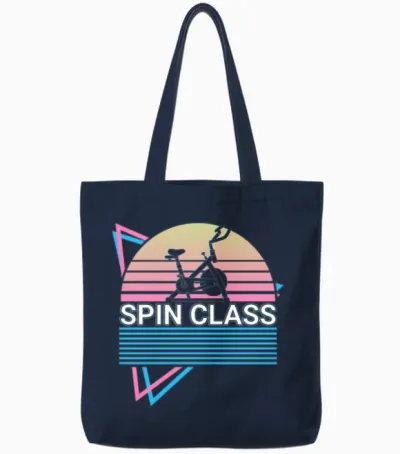 Spin Class Retro Tote Bags - Navy