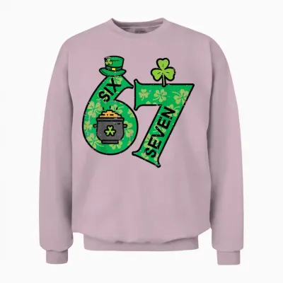 Six Seven 6 7 St Patricks Day 67 Paddys Meme Boys Unisex Sweatshirt - Light Pink