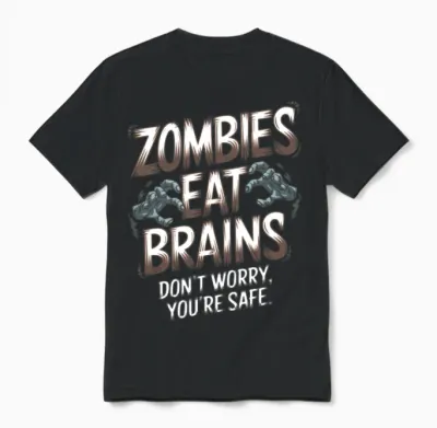 Zombies Eat Brains Funny Halloween Unisex T-Shirt - Black