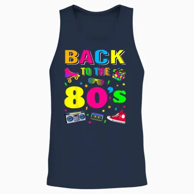 80s Retro Motto I Love 80's Unisex Tank Top - Navy