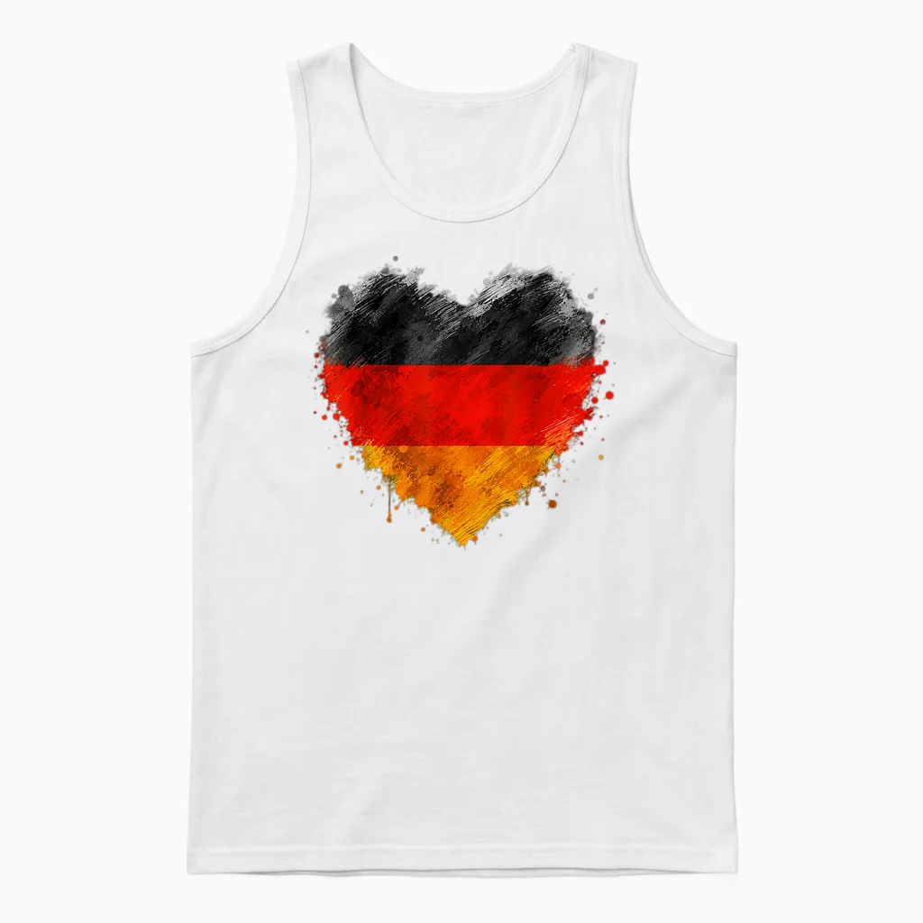 Deutschland Herz T-Shirt Mit Der Deutschen Flagge - Germany Unisex Tank Top in White