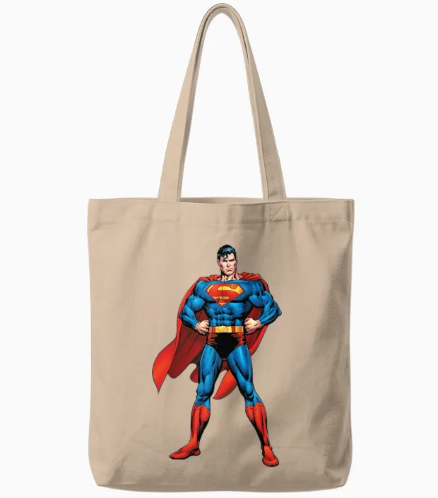 Superman Classic Pose Tote Bags in Natural
