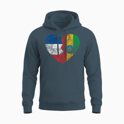 Ethiopian Flag Heart | France Ethiopia Roots Vintage T-Shirt, Black, S Unisex Hoodie - Dark Heather
