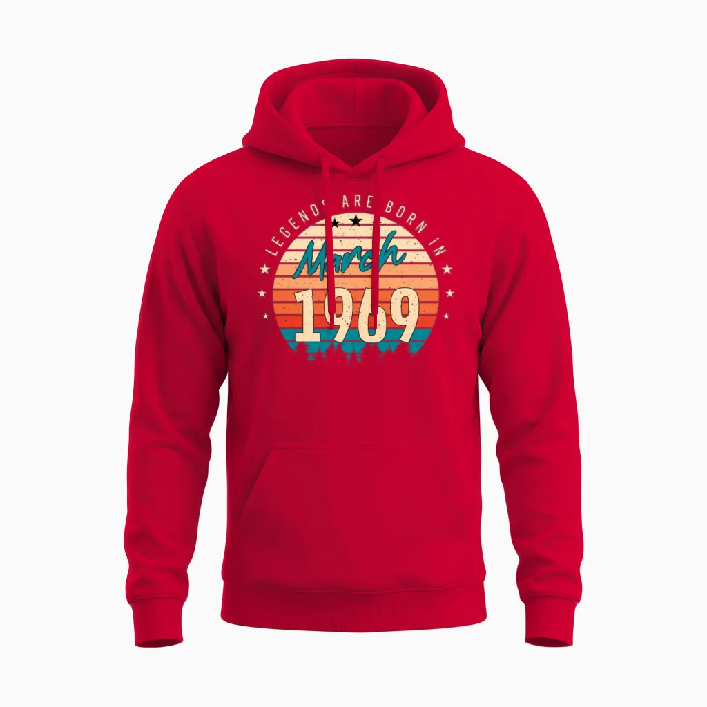 1969 in March Retro Unisex Hoodie - Red