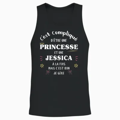 Women's Princess Humour Gift Personalised Name Jessica Unisex Tank Top - Black