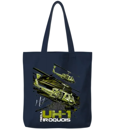 Bell Uh-1 Iroquois Helicopter Tote Bags - Navy