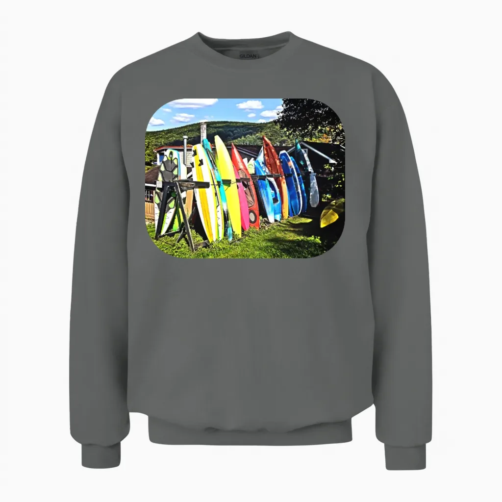 Cooperstown Ny - Kayaks and Paddleboards Unisex Sweatshirt in Graphite Heather