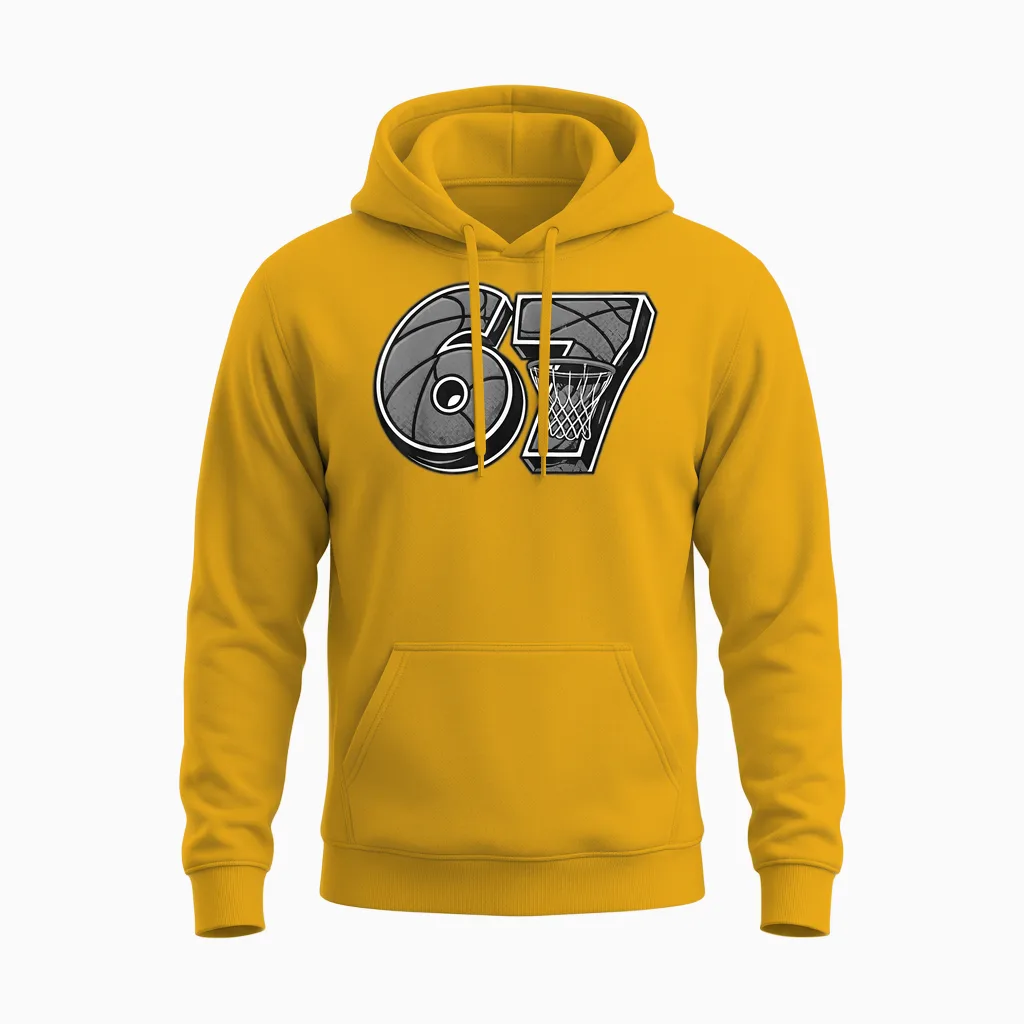 Meme Basket Six Seven 6-7 Noir Blanc Drôle Unisex Hoodie in Gold