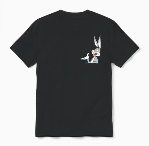 Looney Tunes Bugs Bunny Pocket Unisex T-Shirt in Black