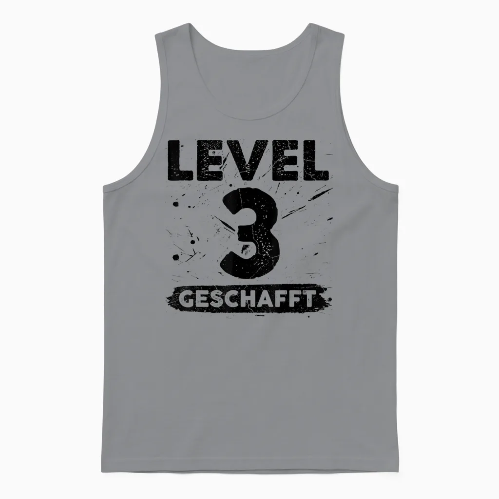 Level 3 Geschafft 3 Hochzeitstag 3 Jahre Unisex Tank Top in Sport Grey