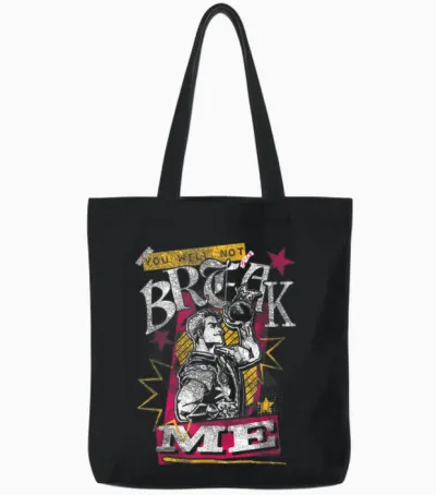 Dcc You Will Not Break Me Distressed Carl Scrapbook Graphic Tote Bags - Black