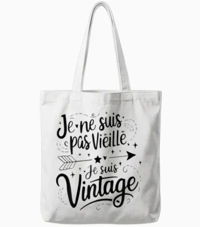 Je Ne Suis Pas Vieille Je Suis Vintage Gift Funny Humour T-Shirt, Grey, Female X-Small Tote Bags - White