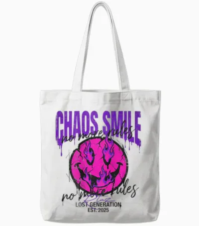 Backprint Streetwear Mode Fashion Damen Herren Retro Smile Tote Bags - White