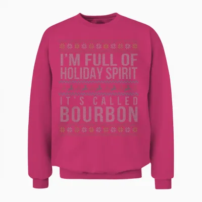 Ugly Christmas Drinking Funny Bourbon Holiday Party T-Shirt Small Unisex Sweatshirt - Heliconia
