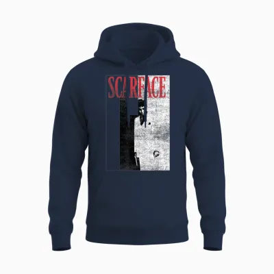 Scarface Distressed Movie Poster Photo Unisex Hoodie - Navy