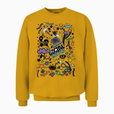 Social Media Doodles Unisex Sweatshirt - Gold