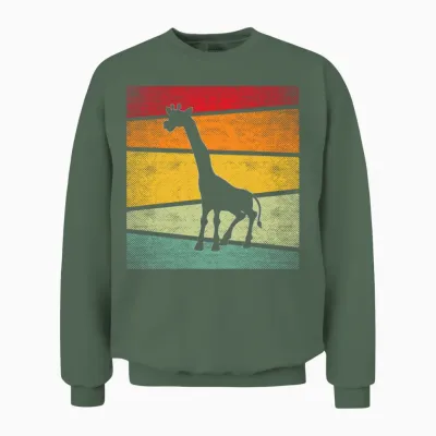 Giraffe Retro Unisex Sweatshirt - Military Green