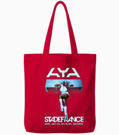 Aya Nakamura Merch Officiel Tournée Stade De France 2026 Tote Bags - Red