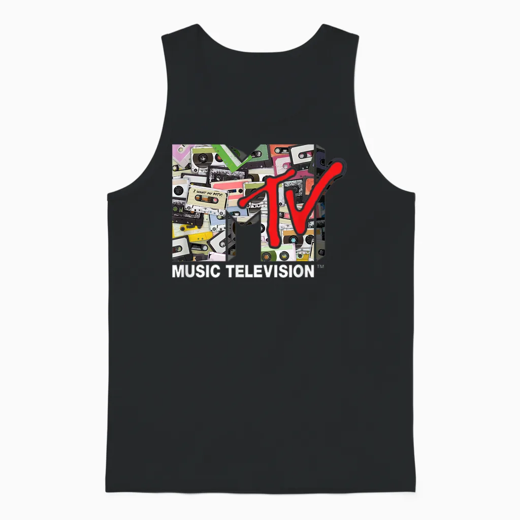 Logo 80s Vintage Cassette Tapes Remix Unisex Tank Top in Black