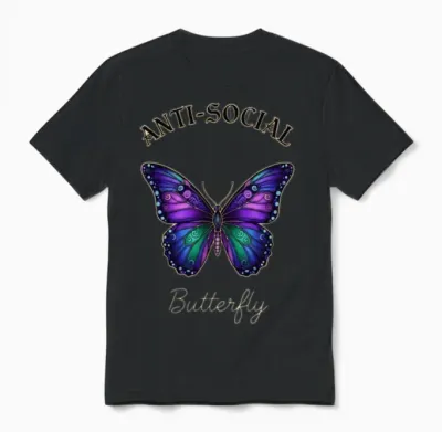 Anti-Social Butterfly: Purple Aesthetic Edition Unisex T-Shirt - Black
