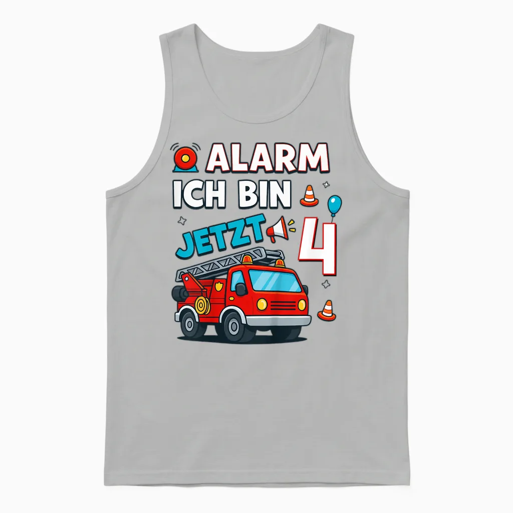 Alarm Ich Bin Jetzt 4 Feuerwehr Geburtstag Unisex Tank Top in Ash