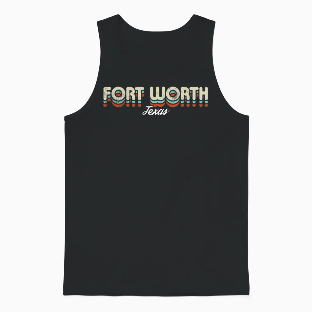 Retro Fort Worth Texas Unisex Tank Top - Black