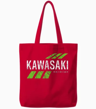Retro Vintage Kawasaki Green City Pour Hommes Ou Femmes T-Shirt Haut De Gamme Tote Bags - Red