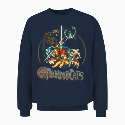 Thundercats Circle Group Shot Logo T-Shirt, Black Unisex Sweatshirt - Navy