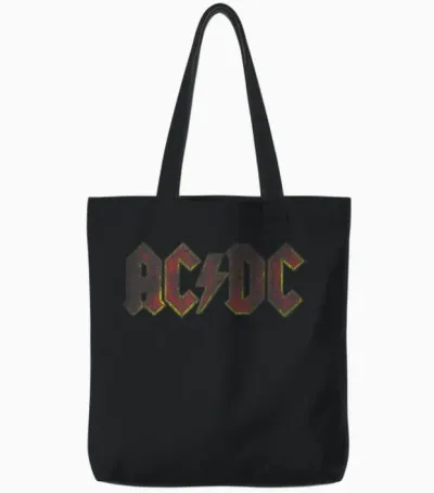 Official Ac/dc Distressed Red Logo Band Vintage Roll Tote Bags - Black