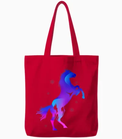 Galaxy Horses Horse Tote Bags - Red