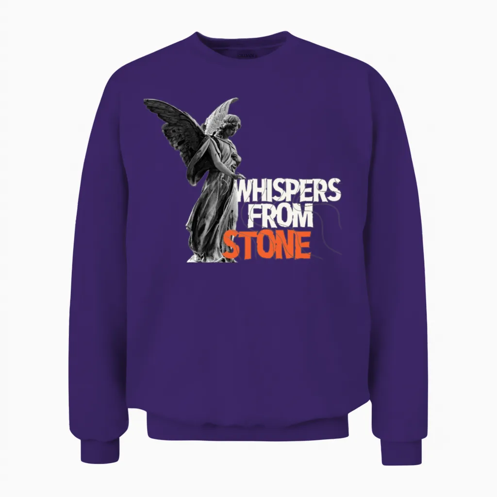 Angel Statue with Bold Typography Unisex Sweatshirt in Purple
