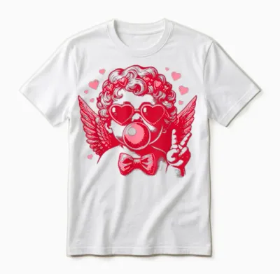 Retro Cupid Valentine's Day Cute Vintage Cupid Blowing Bubble Unisex T-Shirt - White