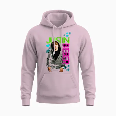 Official Justin Bieber Black Unisex Hoodie - Light Pink