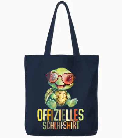 Schildkröte Offizielles Schlafshirt Schlafanzug Nachthemd Tote Bags - Navy