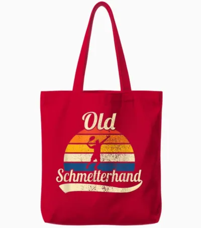 Old Butterfly Hand Retro Tennis T-Shirt, Black Tote Bags - Red