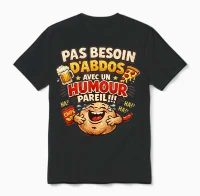Pas Needs Abdos Humour Birthday Gift Man Original Unisex T-Shirt - Black